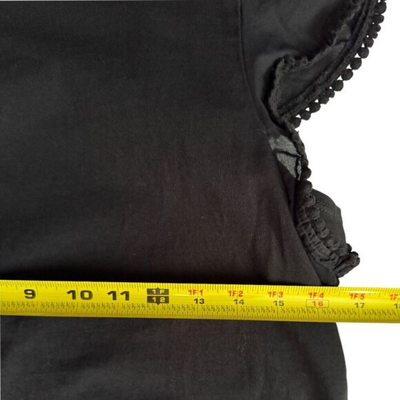 Kate Spade Broom Street Black Flutter Fringe Sleeve Top Size S - Picture 7 of 8